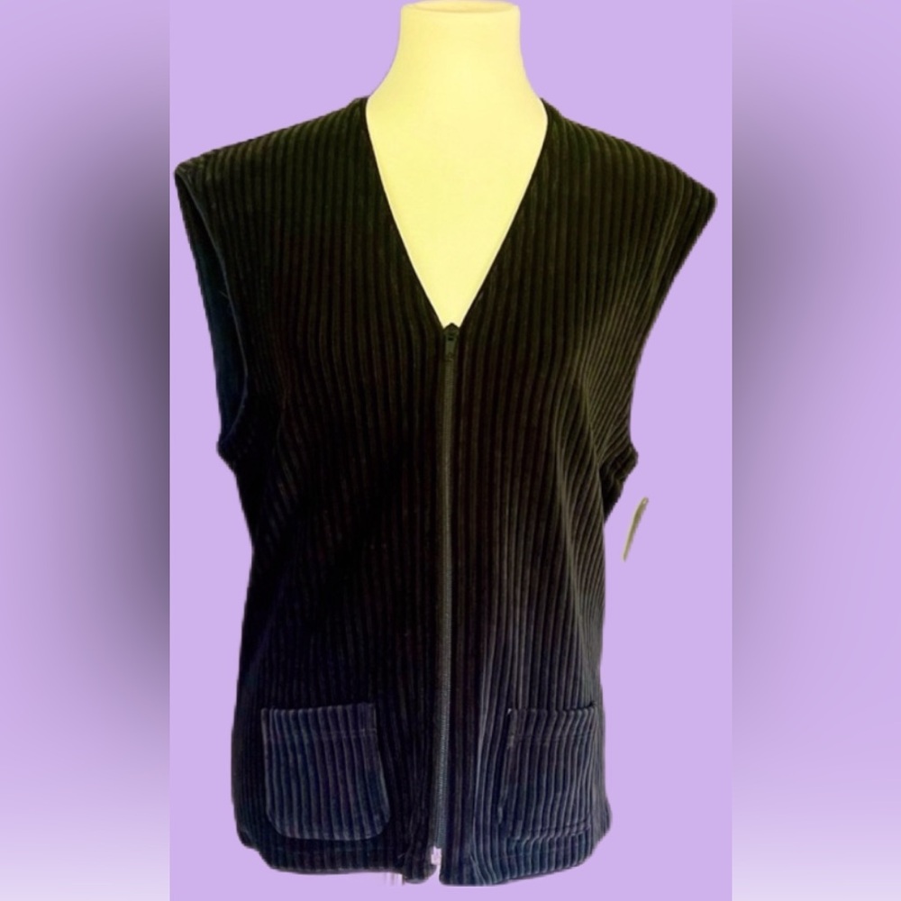 EMPORIO ARMANI NWT Ribbed Velvet Stretch, Front Zip Cotton Blend Vest Size L(&M)